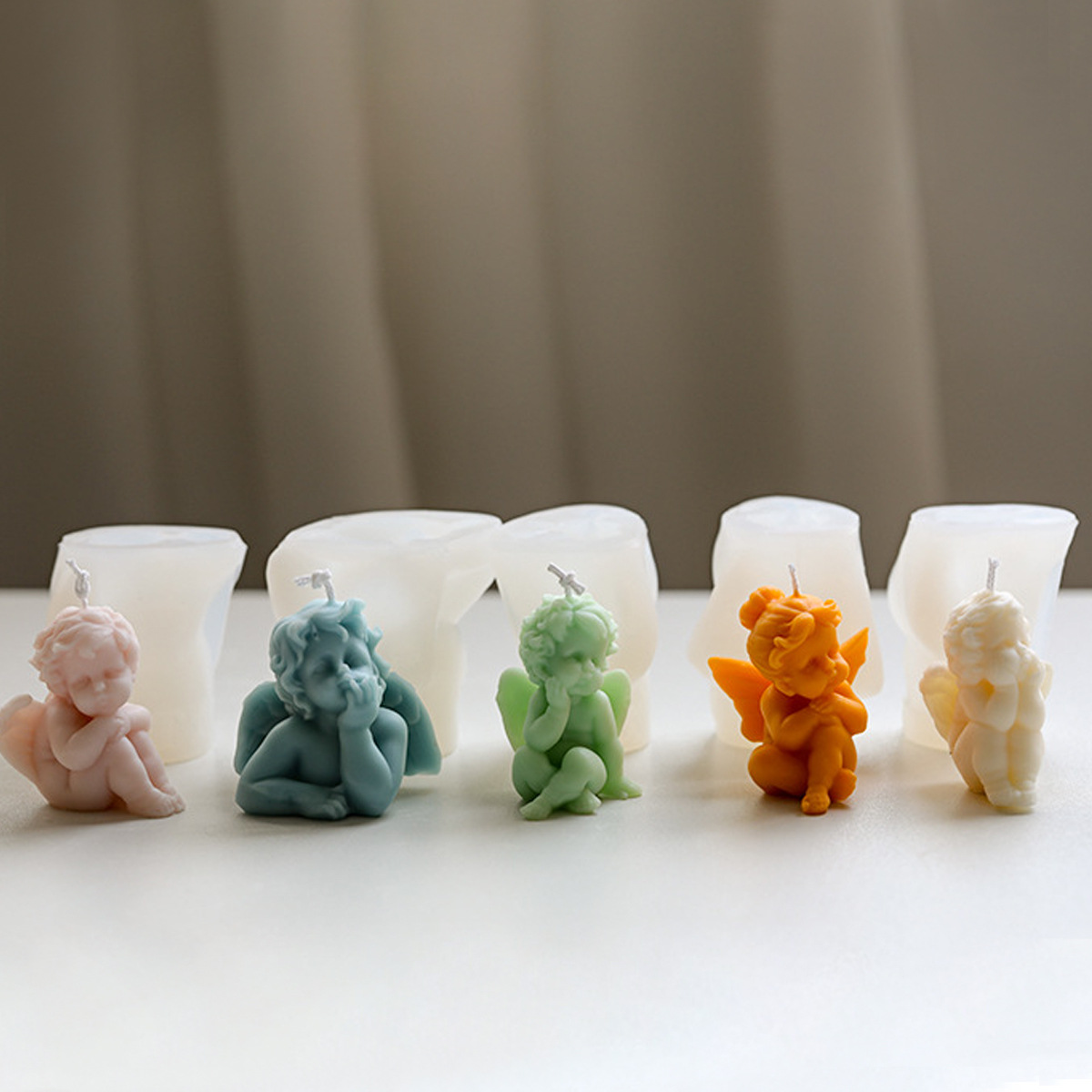 Candle Making For Kids - 3D 素敵な天使子供キャンドルシリコーン型 DIY 手作り子供の形アロマキャンドル石膏型石鹸樹脂作り家の装飾