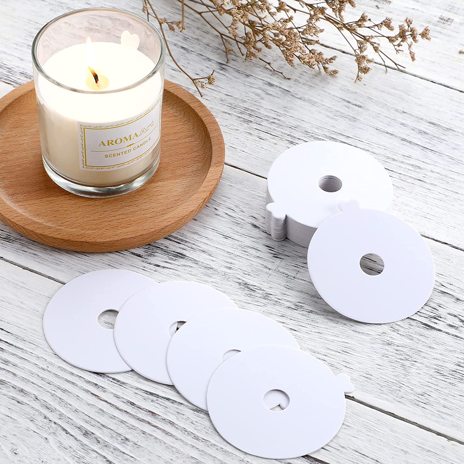 Candle Warning Label - 100 個キャンドルダストプロテクター紙キャンドル蓋キャンドルドリッププロテクターキャンドルビギルクラフトキャンドル作り防塵