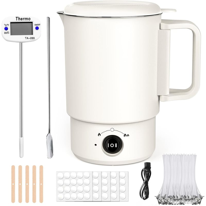 Candle Making Uk - A47U 電気ワックス溶解ポットキット 温度計付き 800ML ワックスメルター キャンドル作り用、初心者向けDIY作成用品