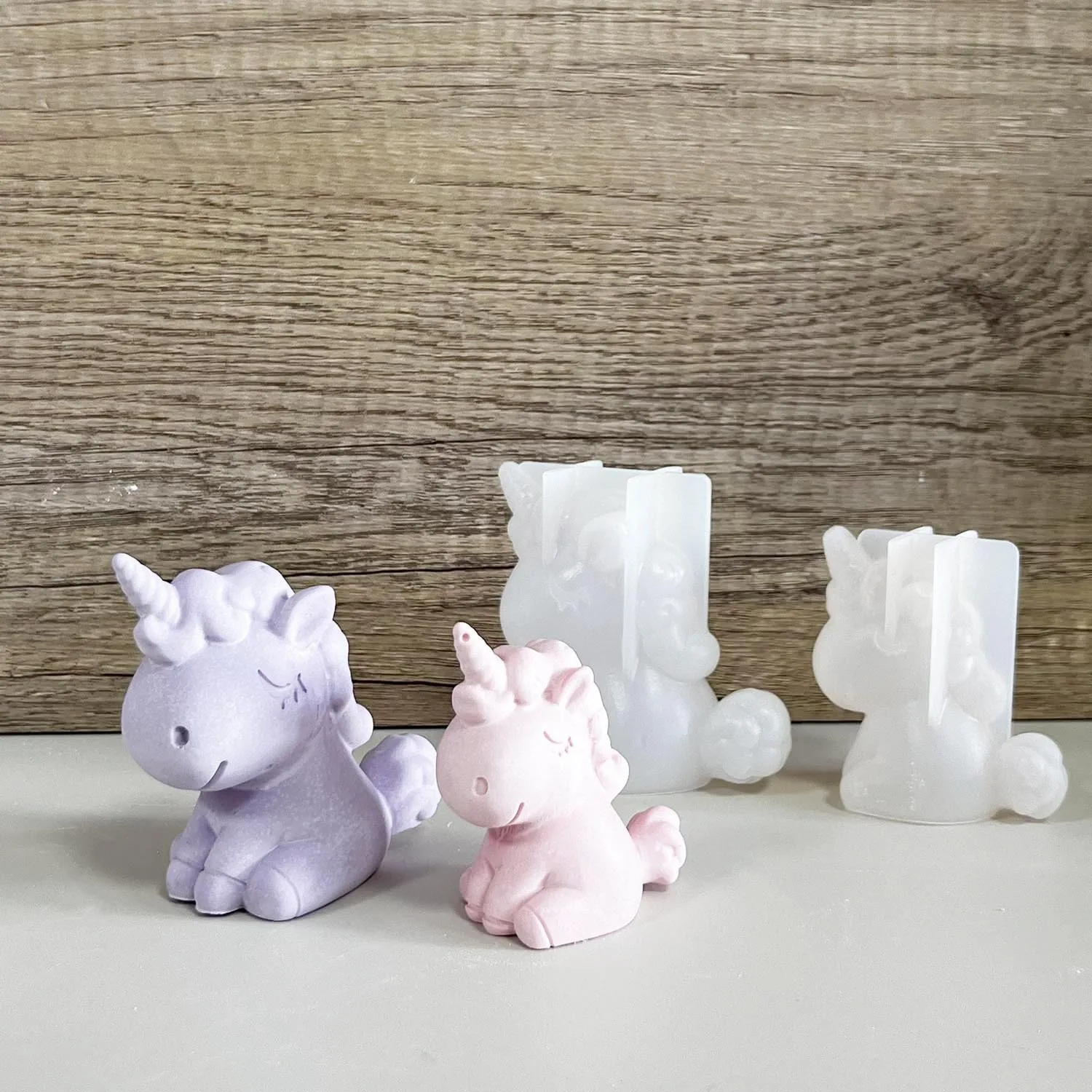 Candle Making Equipment - 3D 幾何学的なシリコーンユニコーン猫鹿クマ型ソープキャンドルメイク粘土石膏樹脂クラフトモールドケーキ装飾ベーキングツール