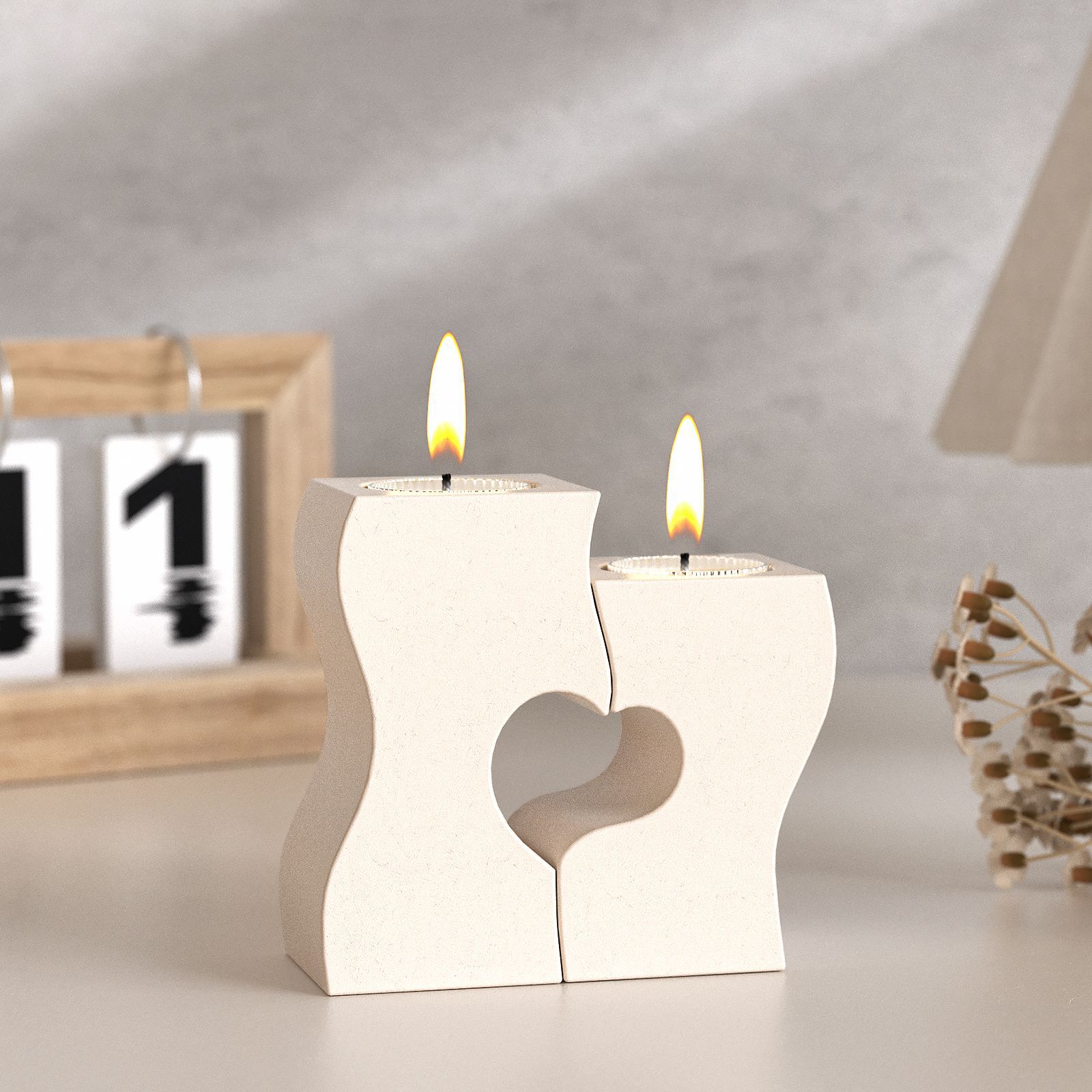 Candle Making Equipment - S ハート燭台シリコーン金型 DIY キャンドルホルダー石膏石膏セメント型クラフトウェディングギフト注ぐ UV 樹脂作成ツール