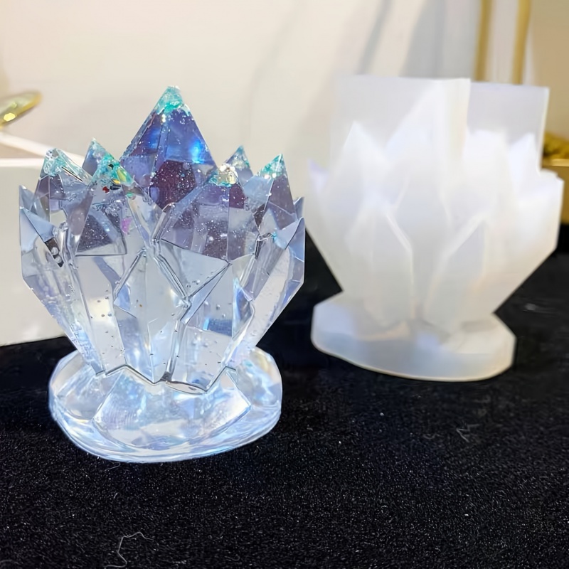 Candle Making Design - シリコンモールドキャンドル,クリスタルクラスター装飾,時計ジュエリー,エポキシ成形金型,1個