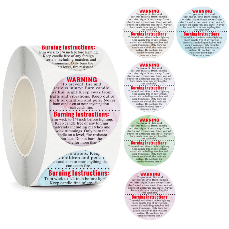 Candle Warning Label - 500枚入り警告ラベル キャンドルジャー容器安全ラベル - 1.5インチ警告ステッカー キャンドル作りDIY用ジャーと缶用キャンドルラベル