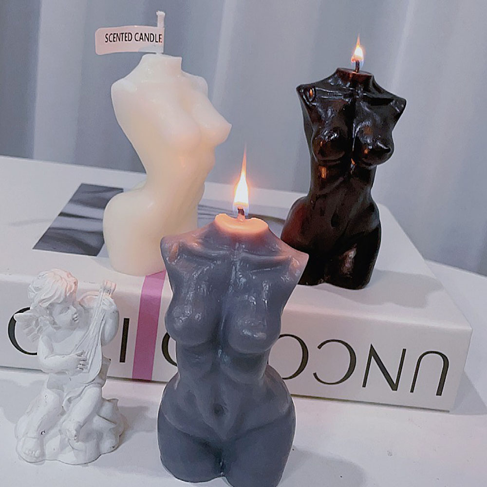 Candle Making Design - 女性トルソー体型の香り付きキャンドル、家の装飾用 – 芸術的な体型のソイワックスキャンドル、10cmミニフィギュアギフト