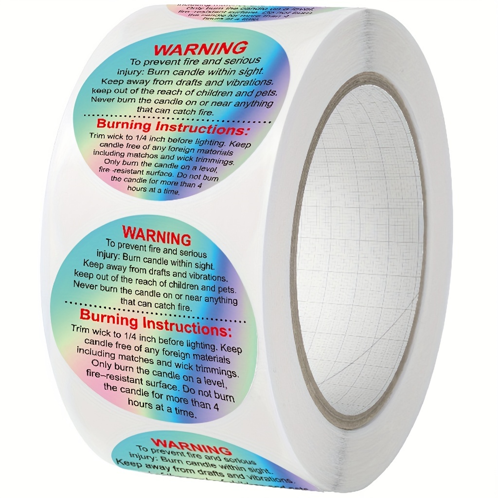 Candle Warning Label - 500枚 ワックスメルト警告ラベル、キャンドルジャー容器ステッカー、キャンドルジャー錫容器ワックスメルトセーフステッカー、キャンドル作成用品 1.5 X 1.5インチ