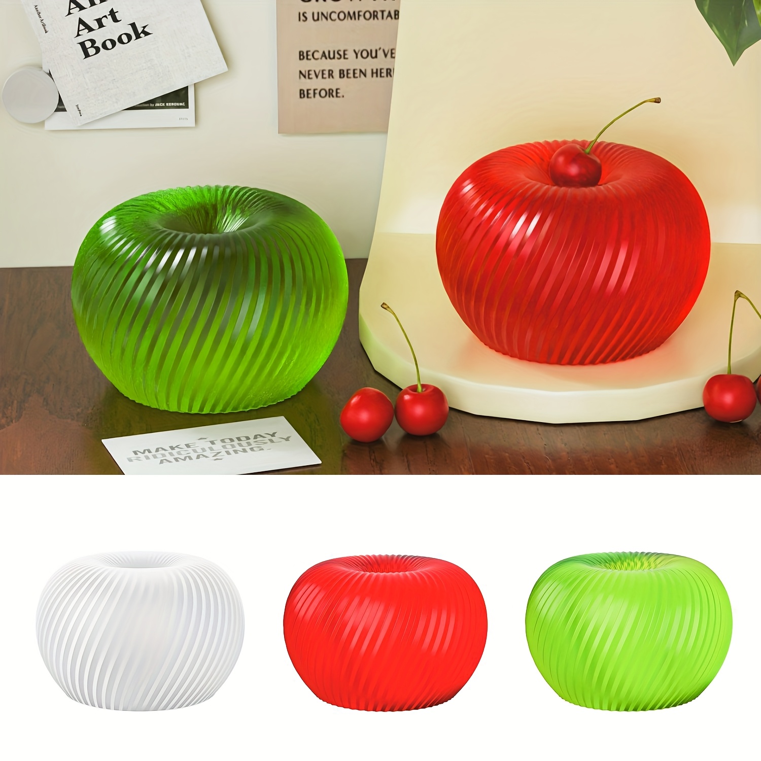 Candle Making Equipment - 石鹸、キャンドル、石膏工芸品の作成に適した、おしゃれな赤いリンゴ型のシリコンモールドで、お手入れが簡単です。