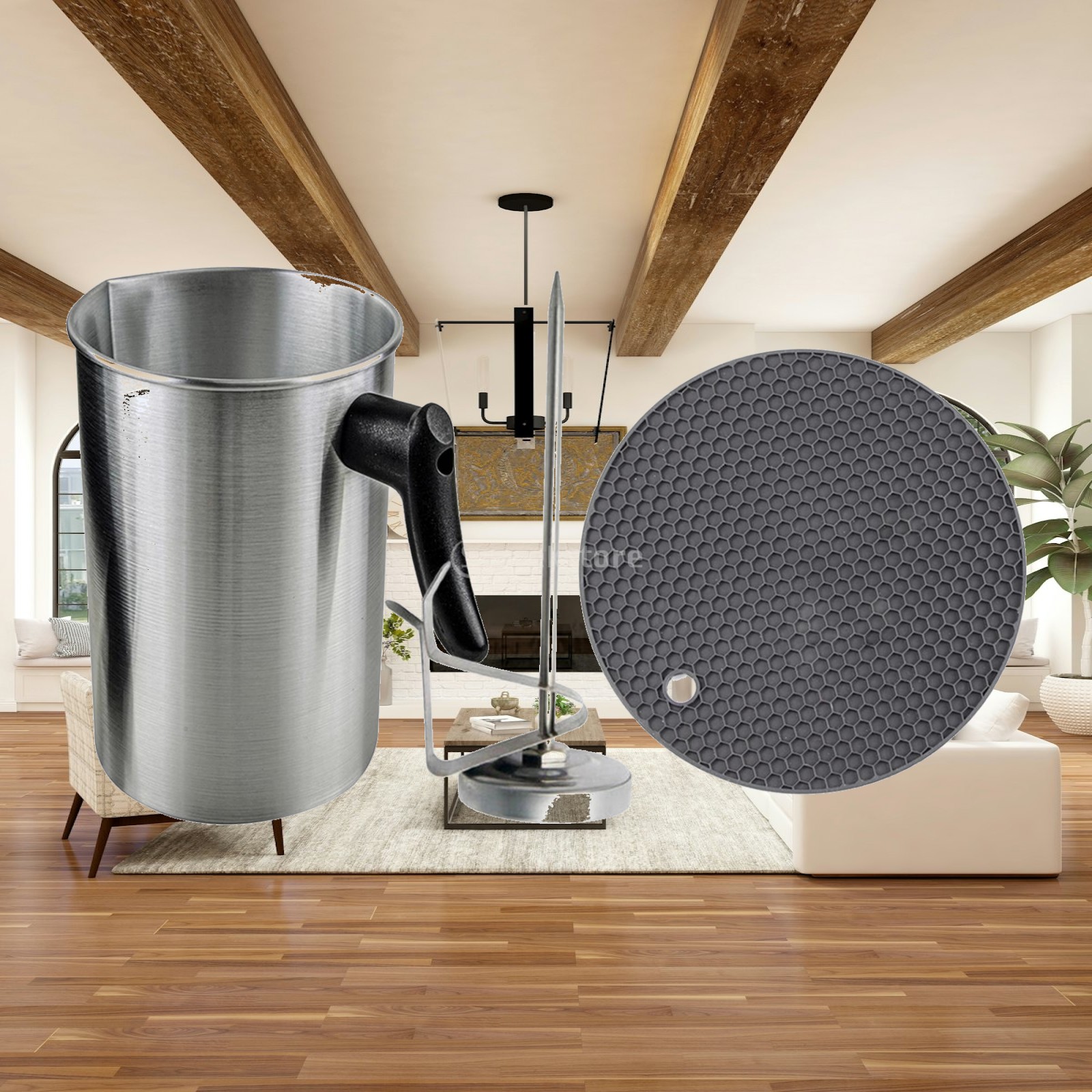 Pour Pot Aluminum - 3L容量のキャンドル作り用注ぎ口付きポットセット、温度計付き、石鹸作り、クラフト用品、お手入れ簡単な容器