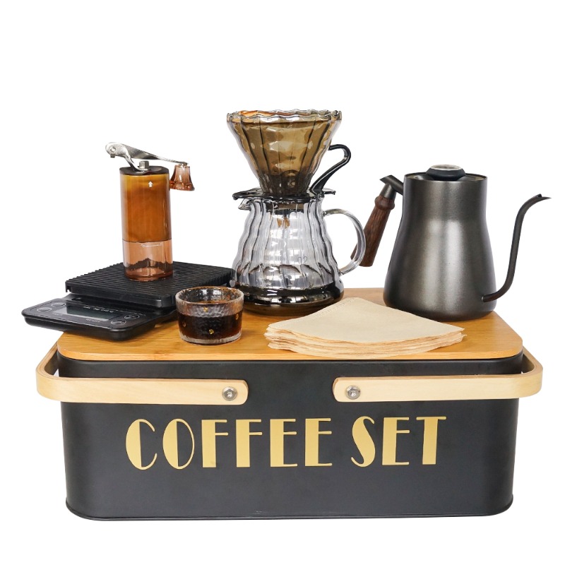 Pour Pot Aluminum - ポータブルコーヒーメーカーセット、セラミック製手動抽出ポット、プアオーバーコーヒーアクセサリーセット、ドリッパーコーヒーバッグ
