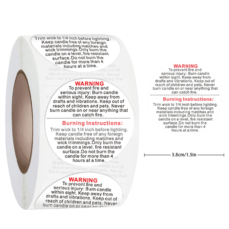【新品】500枚/ロール キャンドル警告ラベル キャンドルジ - Candle Warning Label のレビューと価格