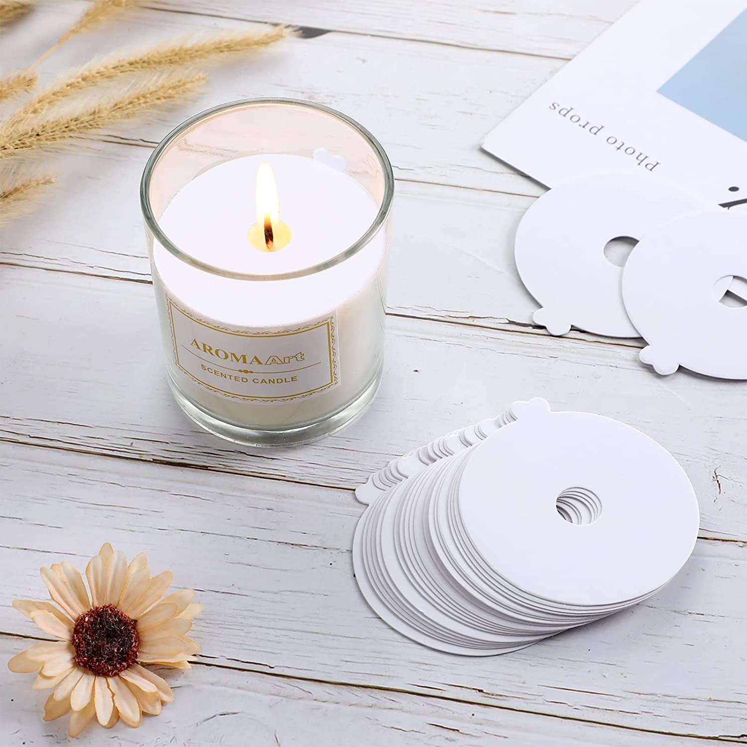 100 個キャンドルダストプロテクター紙キャンドル蓋キャンド - Candle Warning Label のレビューと価格