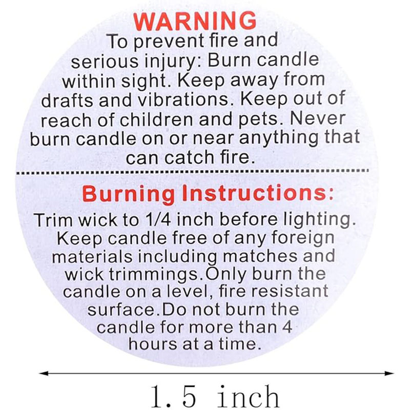 500/1000 個キャンドル警告ラベル 1.5 インチラウ - Candle Warning Label のレビューと価格