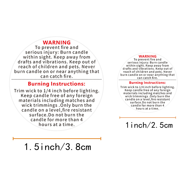 500 個ホワイトキャンドル警告ラベル、1 インチ 1.5  - Candle Warning Label のレビューと価格
