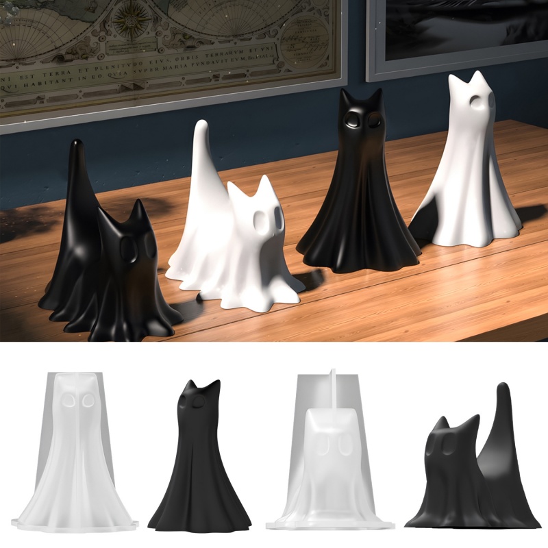 ゴースト猫ハロウィンデスクトップ飾り石膏シリコーン型 DIY - Candle Making Equipment のレビューと価格