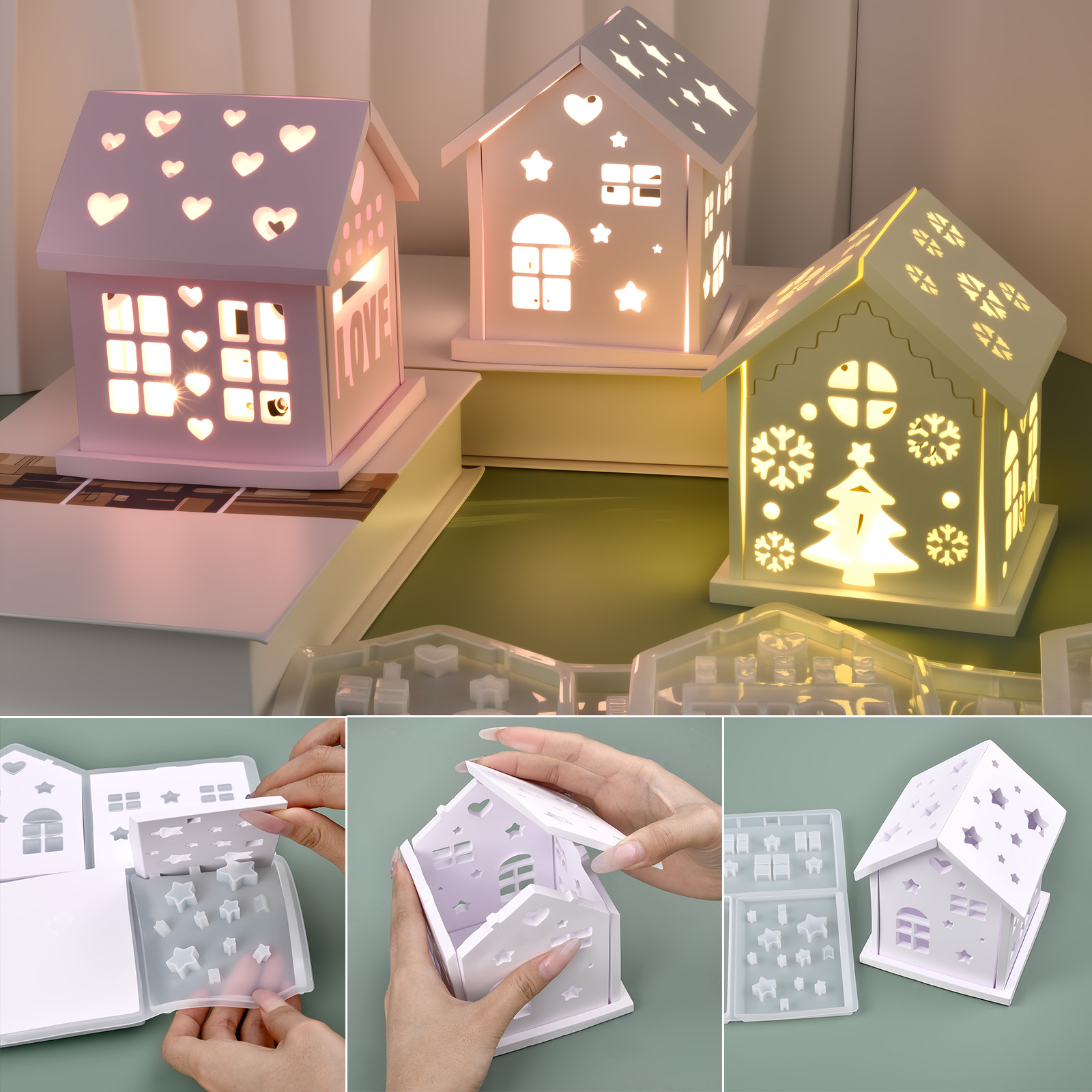 3Dハウスシリコンモールド DIY クリスマスツリー ラブス - Candle Making Equipment のレビューと価格