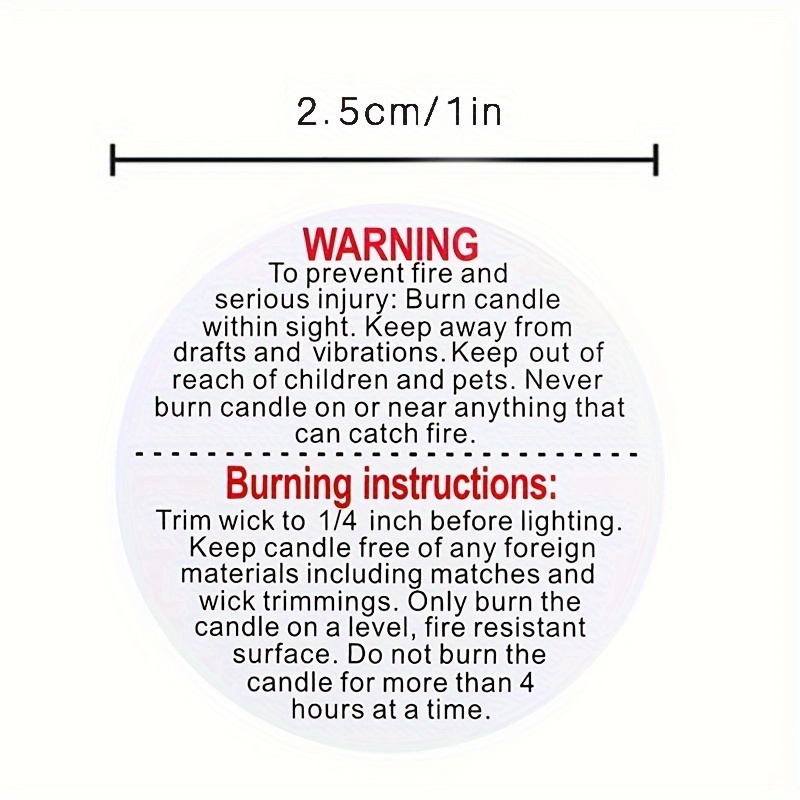 1ロール、500枚 キャンドル警告ラベルステッカー 香り付き - Candle Warning Label のレビューと価格