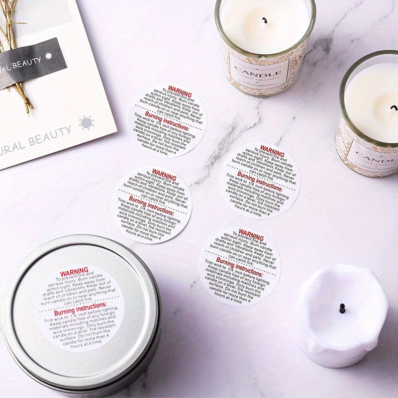 1ロール、500枚 キャンドル警告ラベルステッカー 香り付き - Candle Warning Label のレビューと価格
