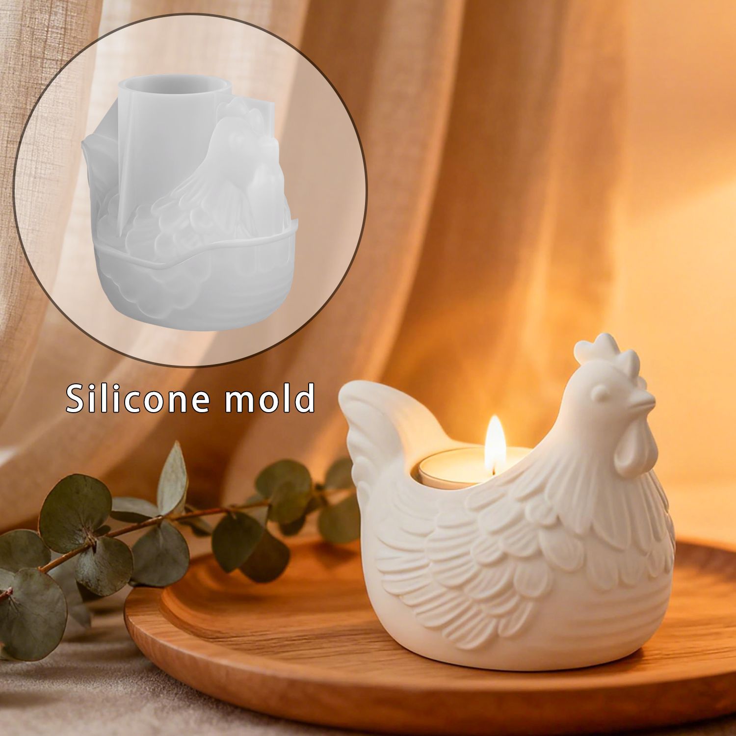 DIY 3D 小さな鶏のキャンドルホルダー エポキシ樹脂型、 - Candle Making Design のレビューと価格