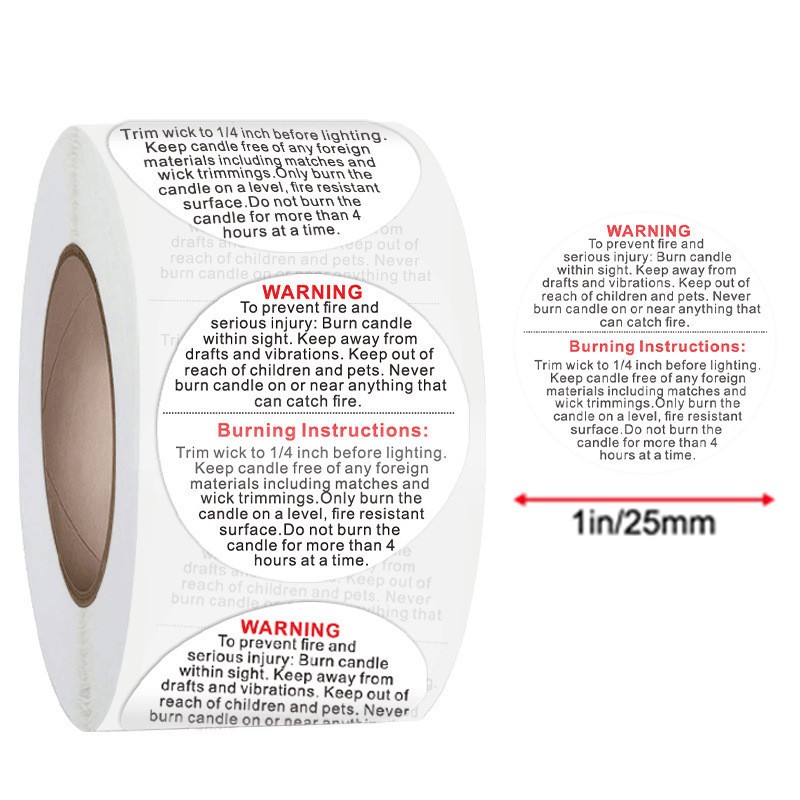 500枚入り ホワイトキャンドル警告ラベル、1インチ 1.5 - Candle Warning Label のレビューと価格