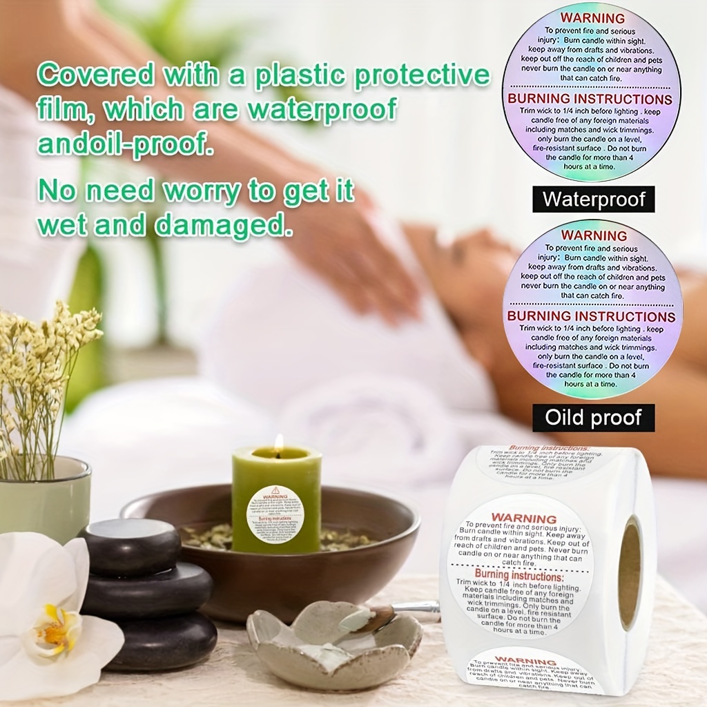 500枚 ワックスメルト警告ラベル、キャンドルジャー容器ステ - Candle Warning Label のレビューと価格