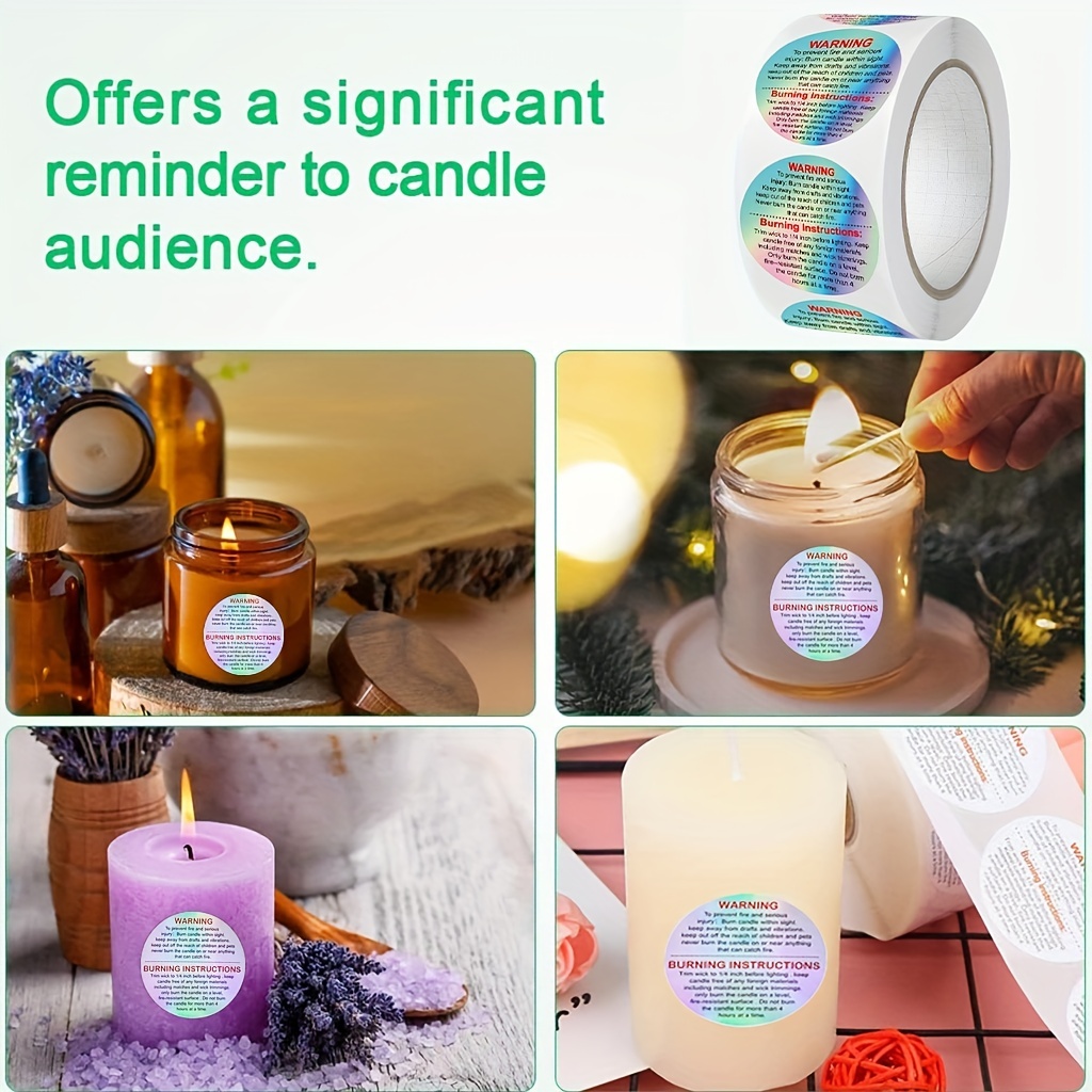 500枚 ワックスメルト警告ラベル、キャンドルジャー容器ステ - Candle Warning Label のレビューと価格