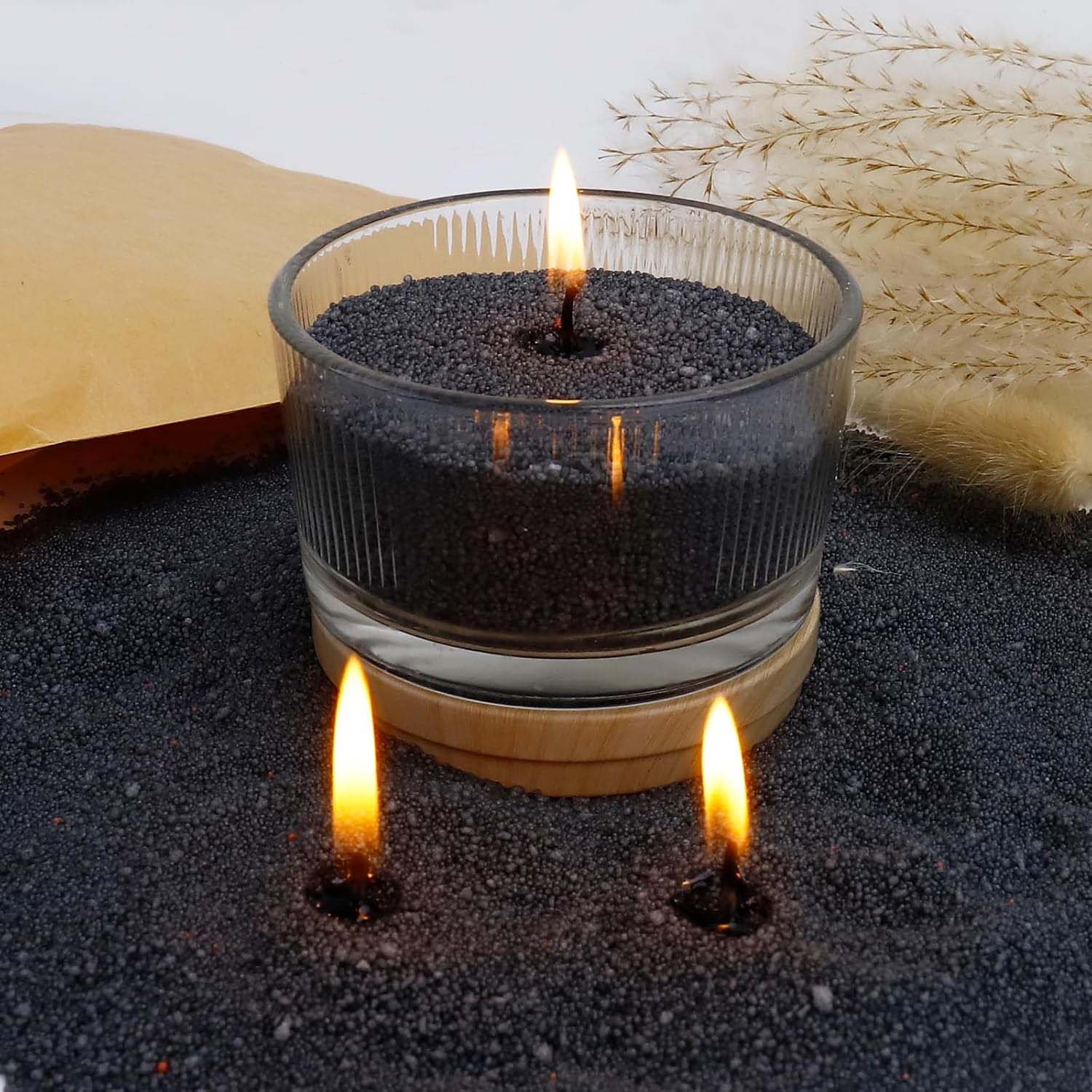 黒色のキャンドルサンド（芯付き）、200g、10個の芯付きパ - Candle Making Experience のレビューと価格