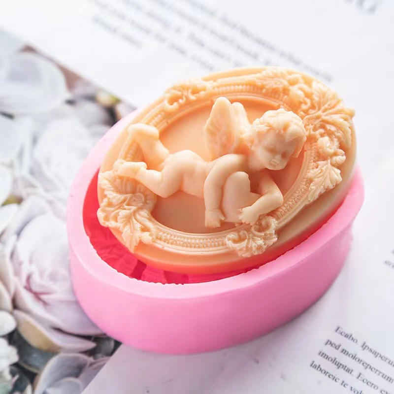 3D エンジェルキッズ形のシリコーン石鹸型手作り楕円形石膏石 - Candle Making For Kids のレビューと価格