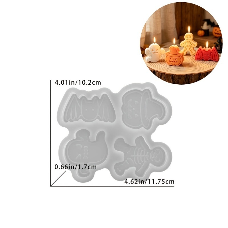 4つの空洞を持つシリコン樹脂型セット。DIY粘土の幽霊、カボ - Candle Making Design のレビューと価格