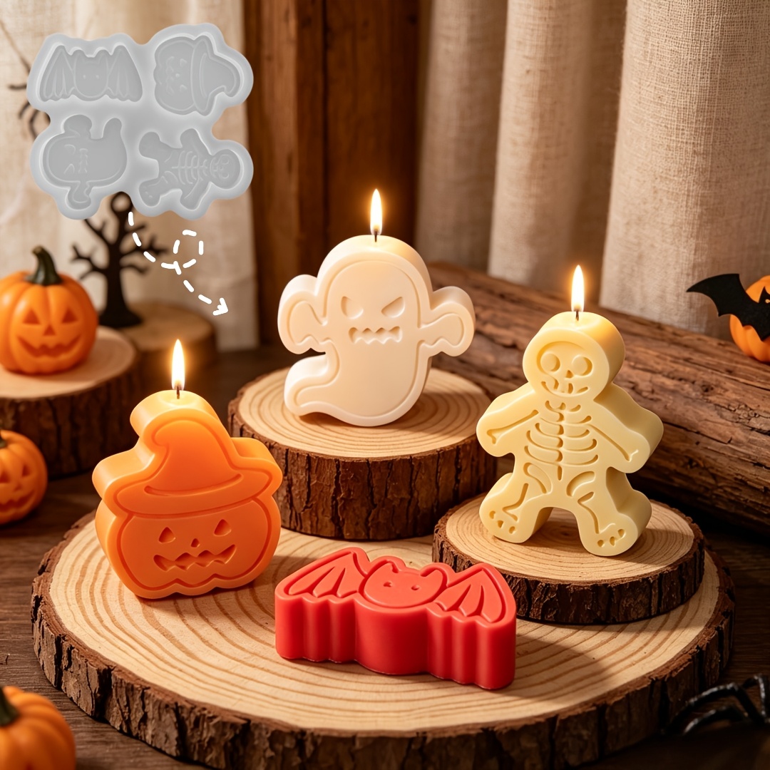 4つの空洞を持つシリコン樹脂型セット。DIY粘土の幽霊、カボ - Candle Making Design のレビューと価格